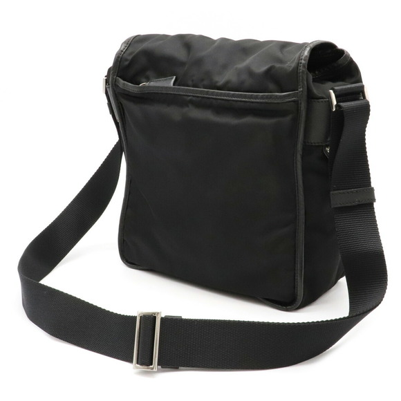 Prada Nylon Nero Leather Diagonal Bag Black Messenger - Picture 1 of 8